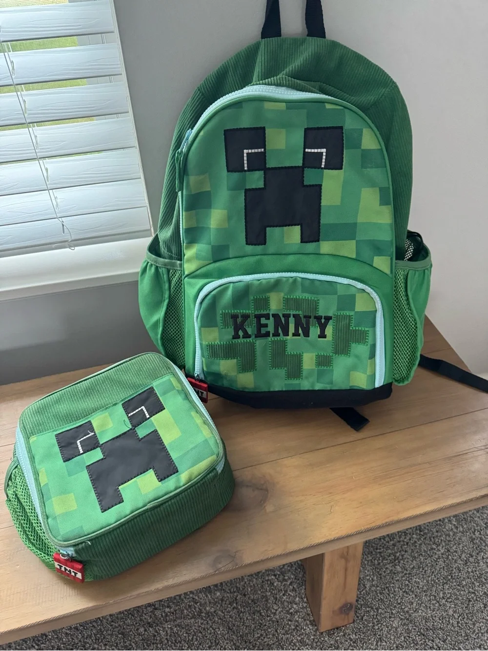 Pottery Barn Kids Green Pixel Creeper Backpack & Lunch Box - Personalized